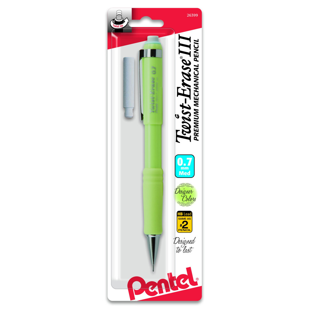 Pentel Twist-Erase Express Automatic Pencil  0.7mm  Medium Line  Assorted Fashion Colors (QE517FEBPM)