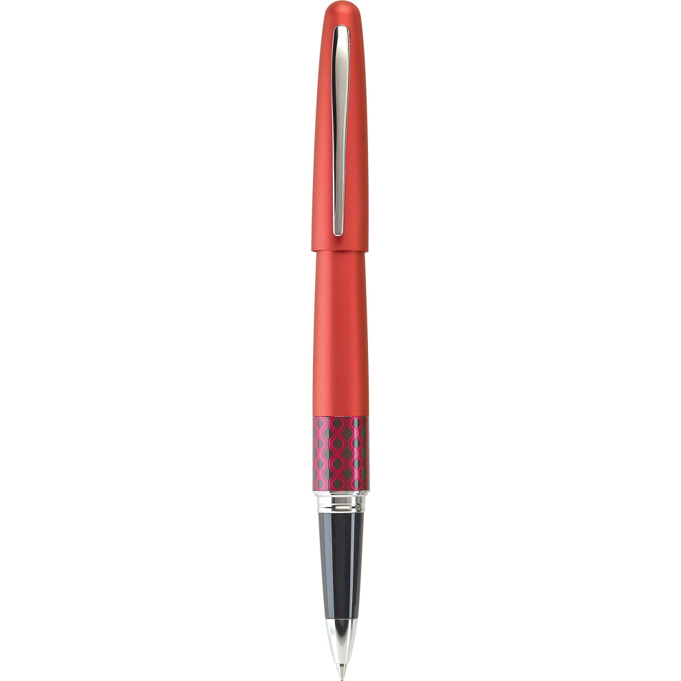 Pilot MR Retro Pop Collection Gel Roller Pen in Gift Box  Red Barrel with Wave Accent  Fine Point Stainless Steel Nib  Refillable Black Ink