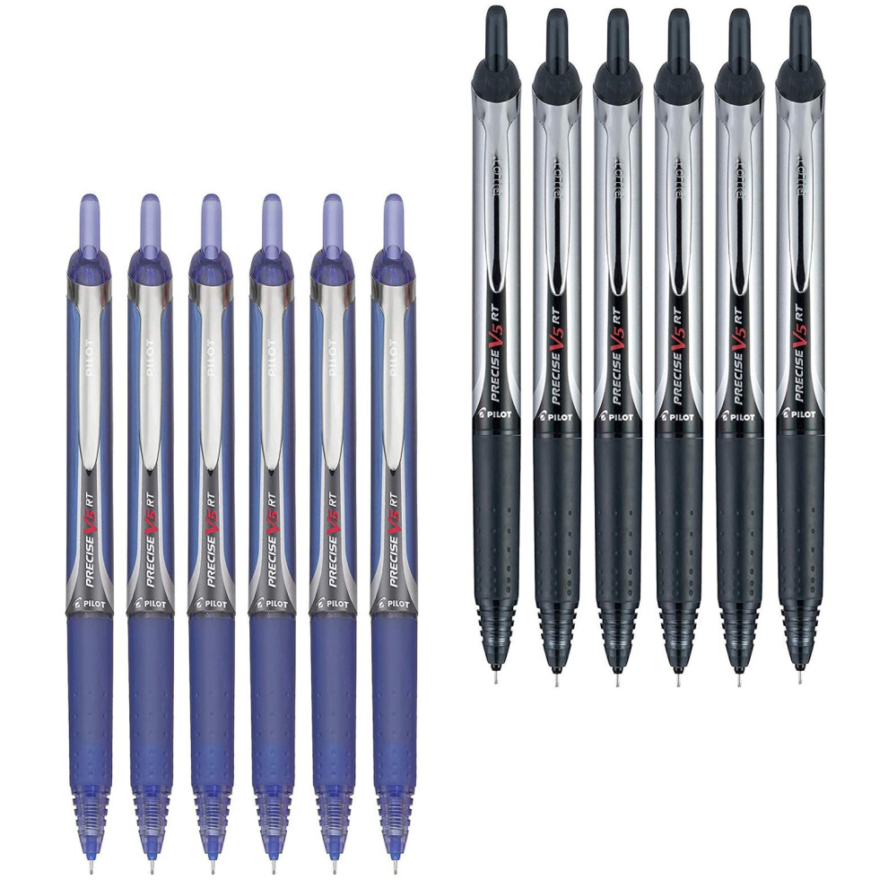 Pilot Precise V5 RT Retractable Rolling Ball Pens  Extra Fine Point (12-Pack  Black/Blue)