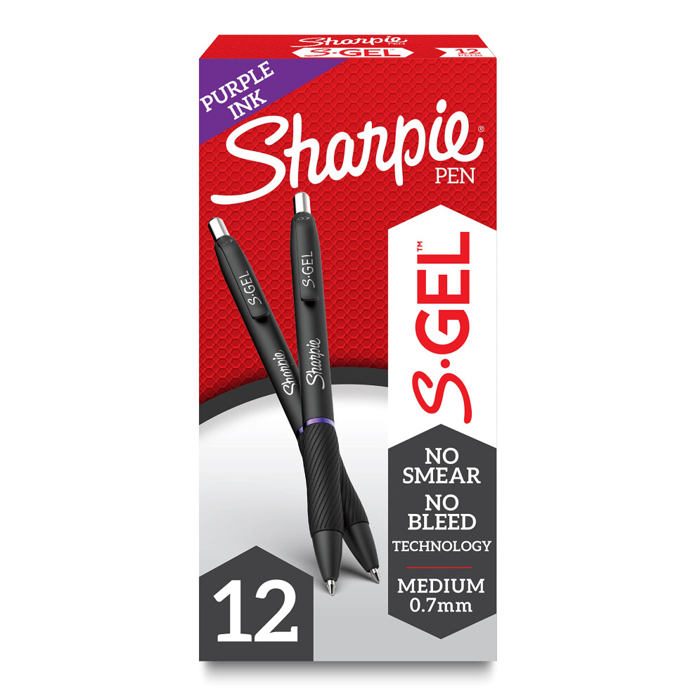 SHARPIE S-Gel  Gel Pens  Medium Point (0.7mm)  Purple Gel Ink Pens  12 Count