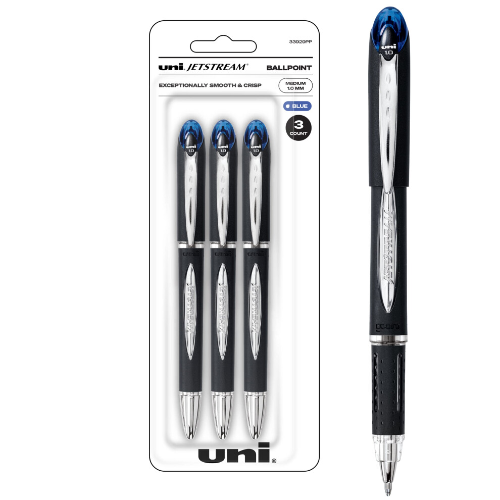 Uni-Ball 33929PP uni-ball Jetstream Ballpoint Pens  Bold Point (1.0mm)  Blue  3 Count