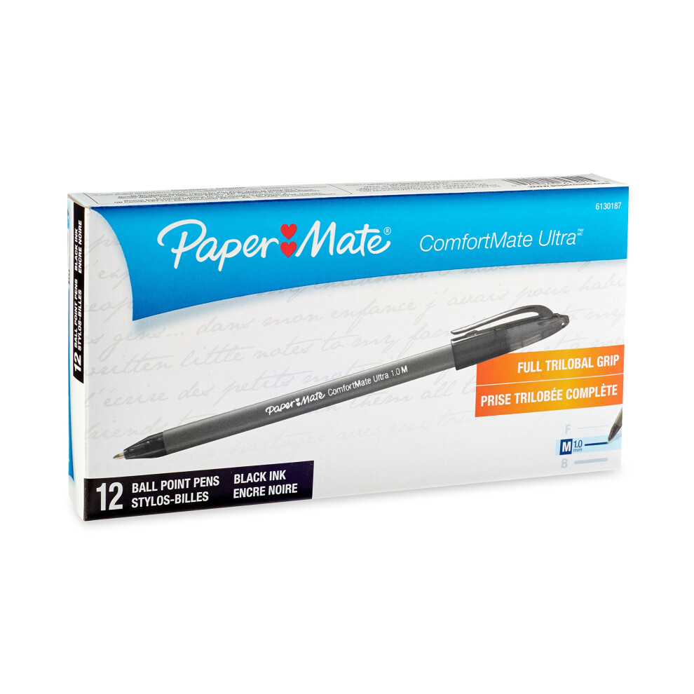 Paper Mate Stick Ballpoint Pens  Medium Point  Black Ink  12-Pack Pens