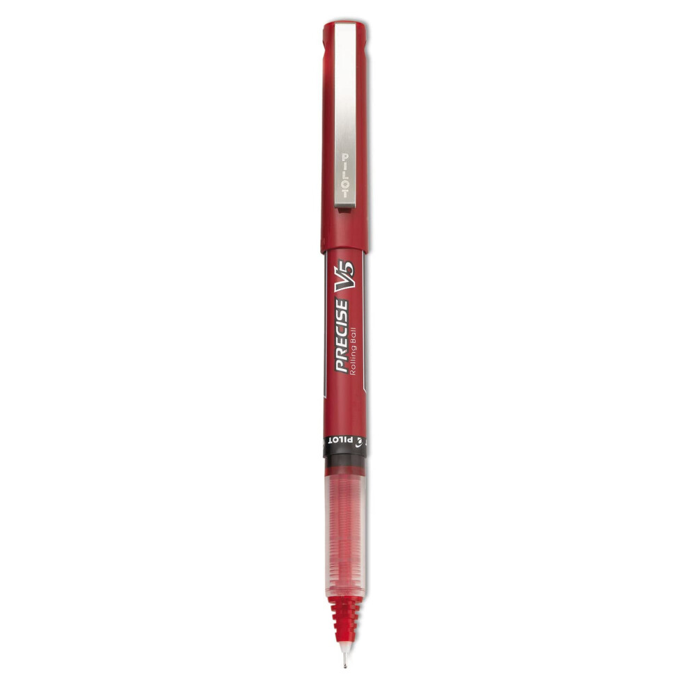 Pilot 35336 Precise V5 Roller Ball Stick Pen  Precision Point  Red Ink  .5mm  Dozen