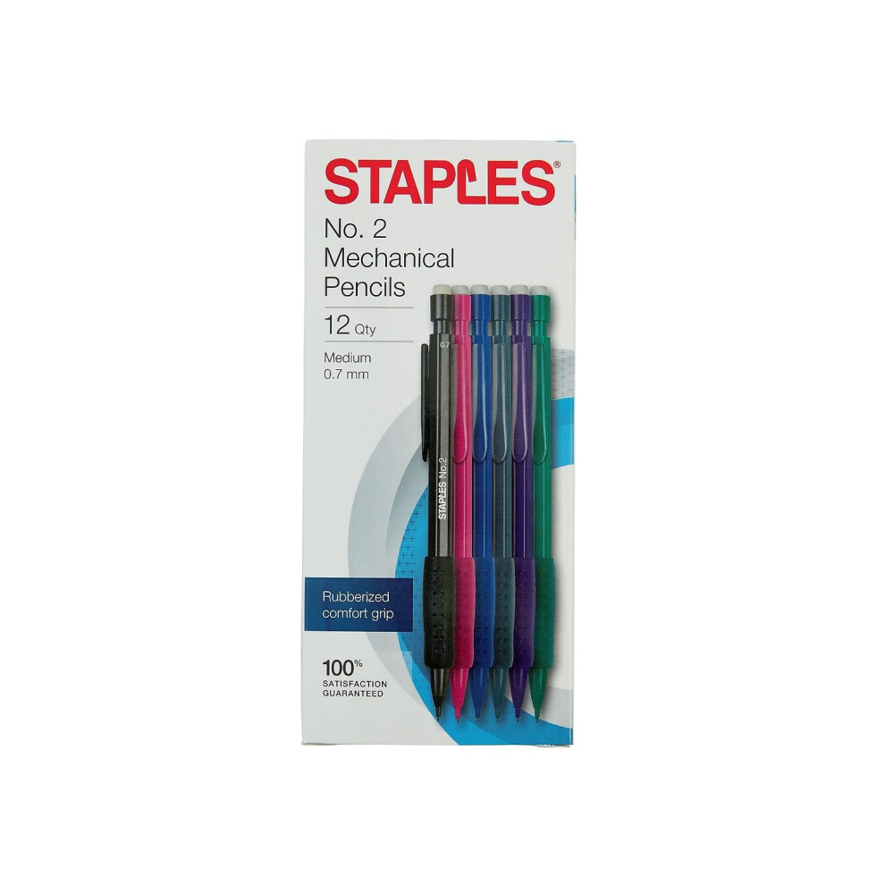 Staples No.2 Mechanical Pencils  Medium 0.7 mm (12 Qty)