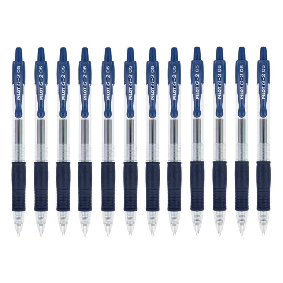 Pilot G2 Retractable Gel Pens  Extra Fine Point  Navy Ink  0.5 mm  12/Pack (13974)