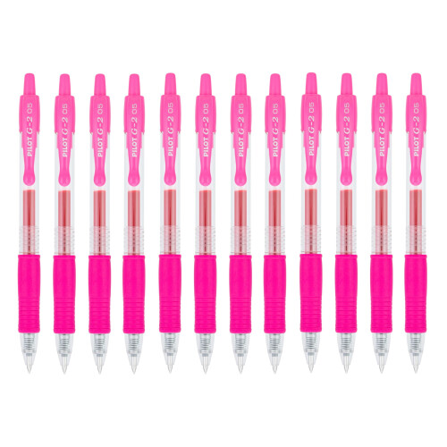 Pilot PILOT G2 Retractable Gelpennor, Extra Fine, Rosa Bläck, 0,5 mm, 12/Pack (13980)