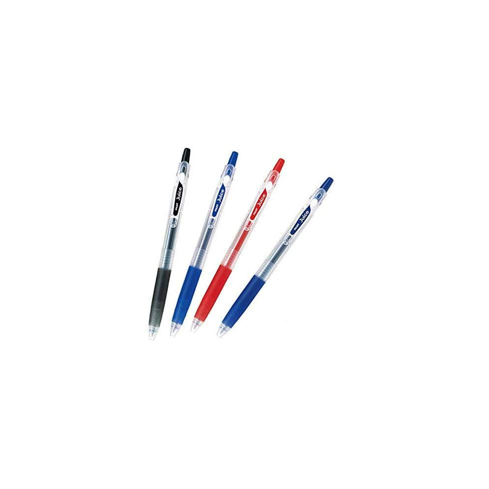 Pilot Juice Retractable Premium Gel Ink Roller Ball Pens  Ultra Fine Point 0.38mm  Black  Blue  Red and Blue Black Ink  Each 1 Pen- value Se