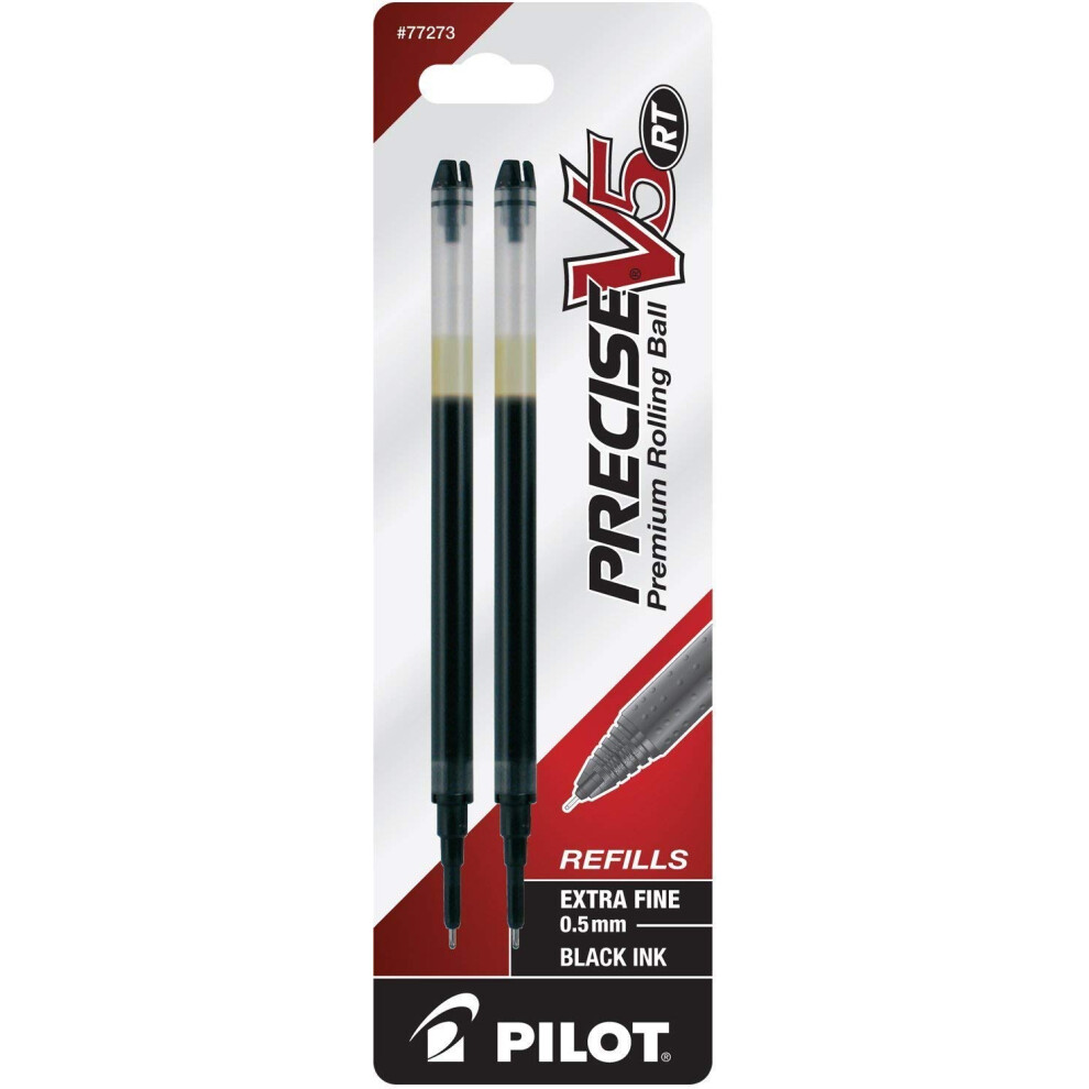 Value Pack of 6 - Pilot Precise V5 RT Liquid Ink Refill  2-Pack for Retractable Rolling Ball Pens  Extra Fine Point  Black Ink (77273)