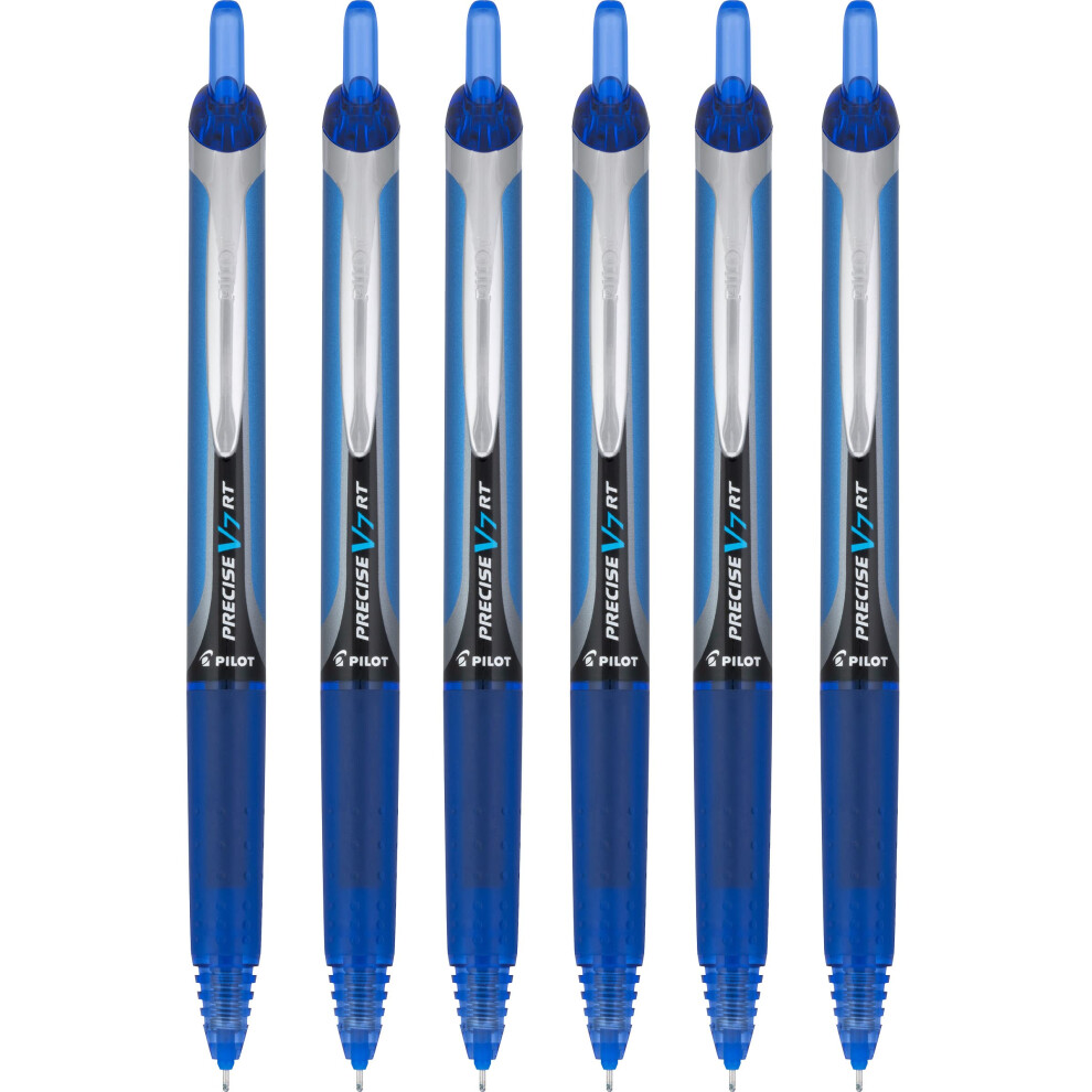 Pilot Precise V7 RT Retractable Rolling Ball Pens  Fine Point  Blue Ink  6 Pack