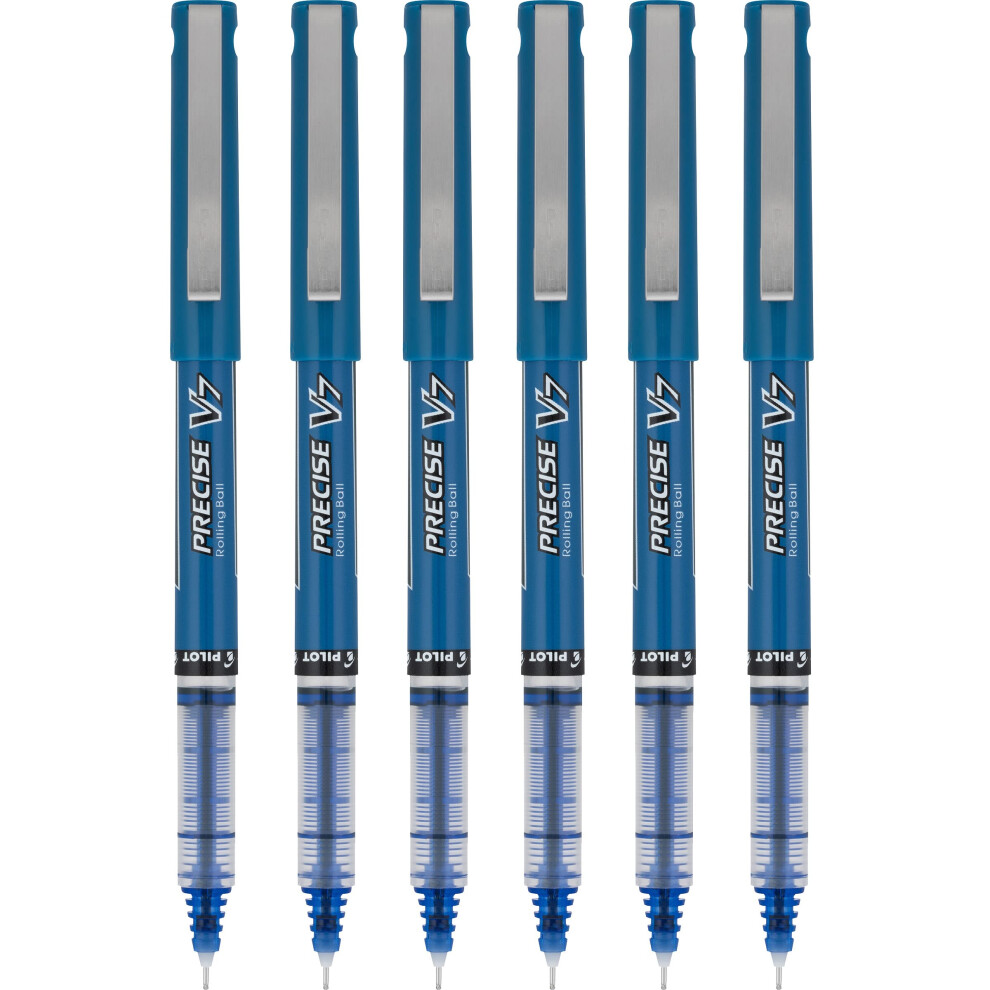 Pilot Precise V7 Stick Rolling Ball Pens  Fine Point  Blue Ink  6 Pack