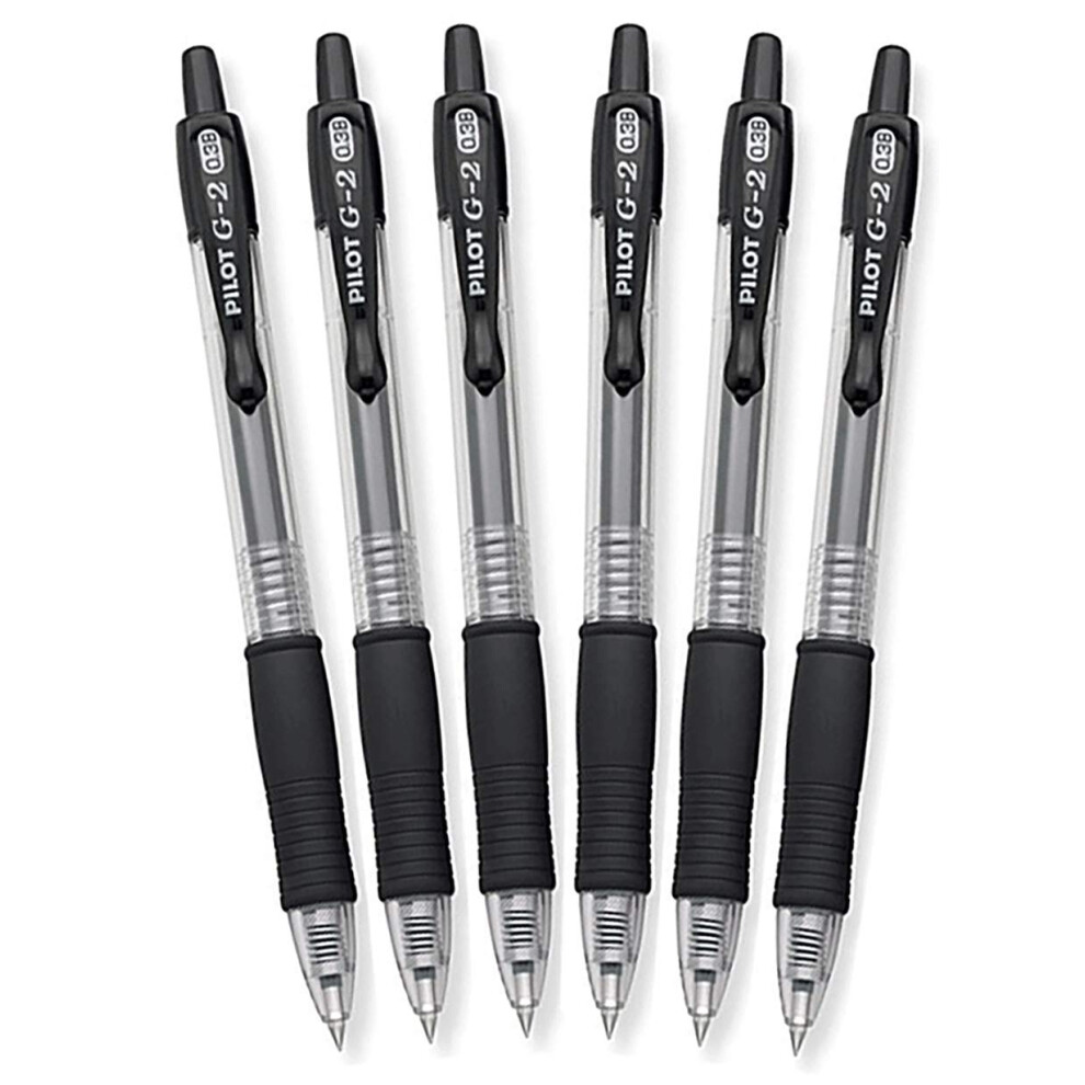 Pilot G2 Retractable Premium Gel Ink Roller Ball Pens  Black Ink  Pack of 6 (Ultra Fine)