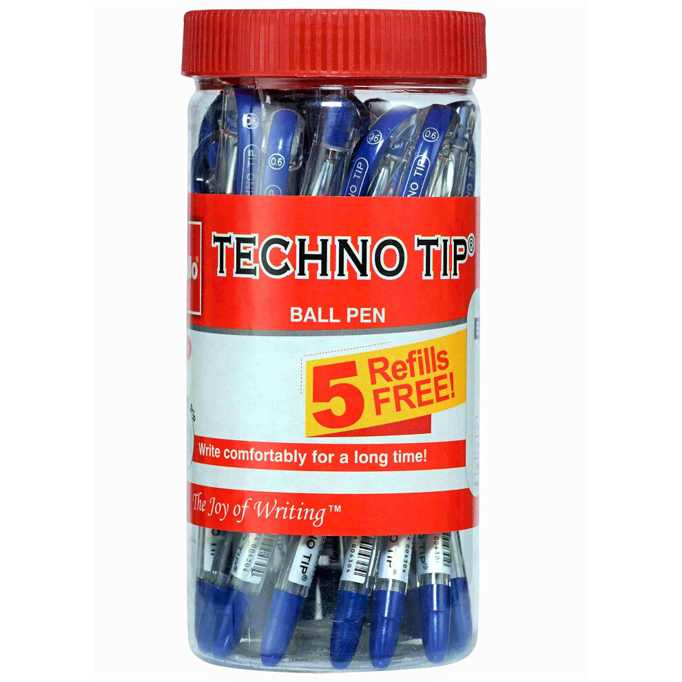 Cello Technotip Ball Pen Jar - 20 Pens with 5 free Refills (Blue)