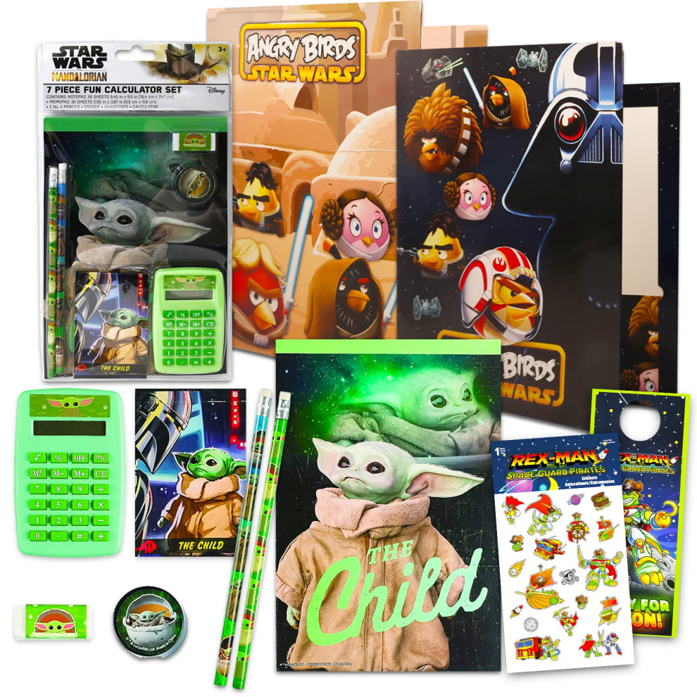 Baby Yoda School Supplies Value Pack - 11 Pc Bundle with Baby Yoda Notebook  Folders  and Stickers for Kids  Boys  Girls | Star Wars Back to