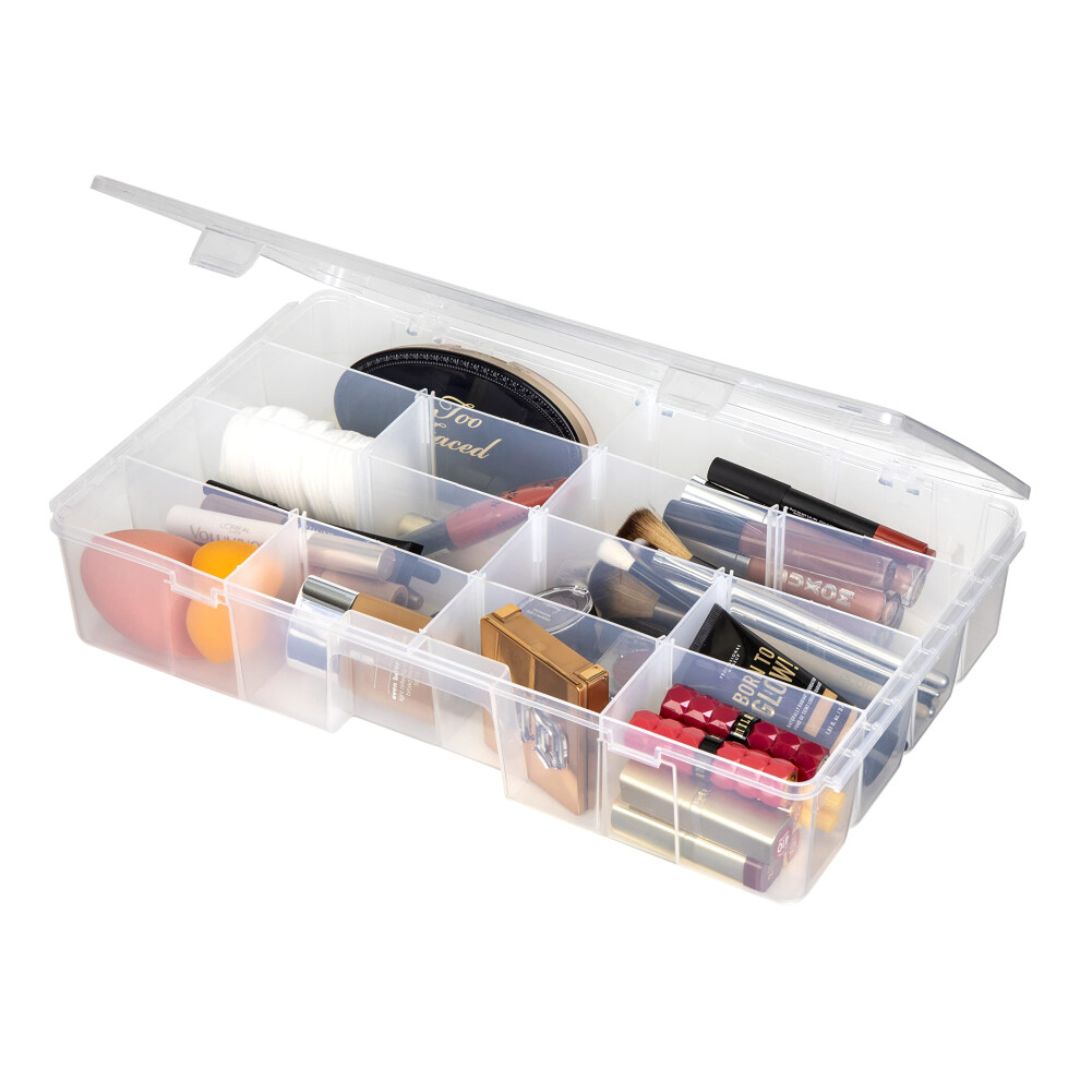 AB Designs 6980ABD XL Solutions Box with Removable Dividers  Large Home Storage Organization Container  Clear Plastic