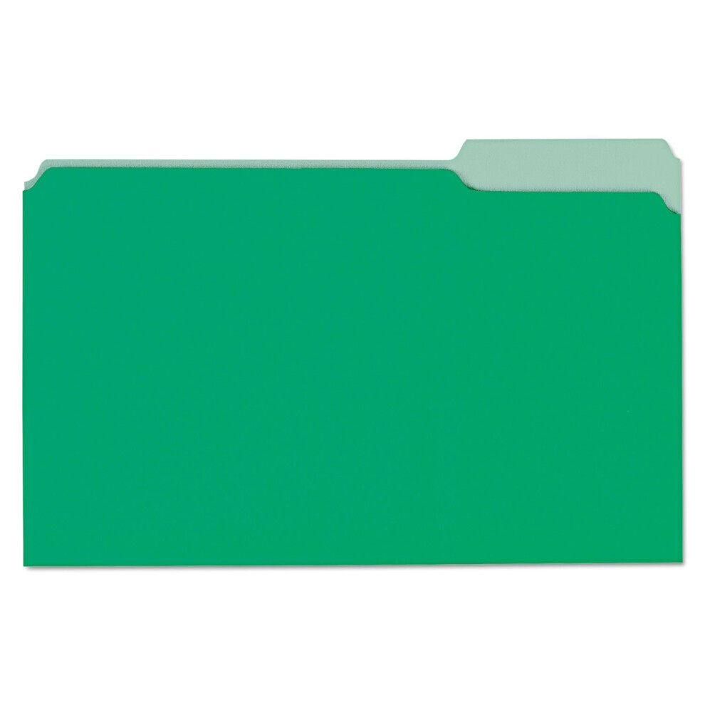 Universal 10522 File Folders  1/3 Cut One-Ply Tab  Legal  Bright Green/Light Green  100/Box