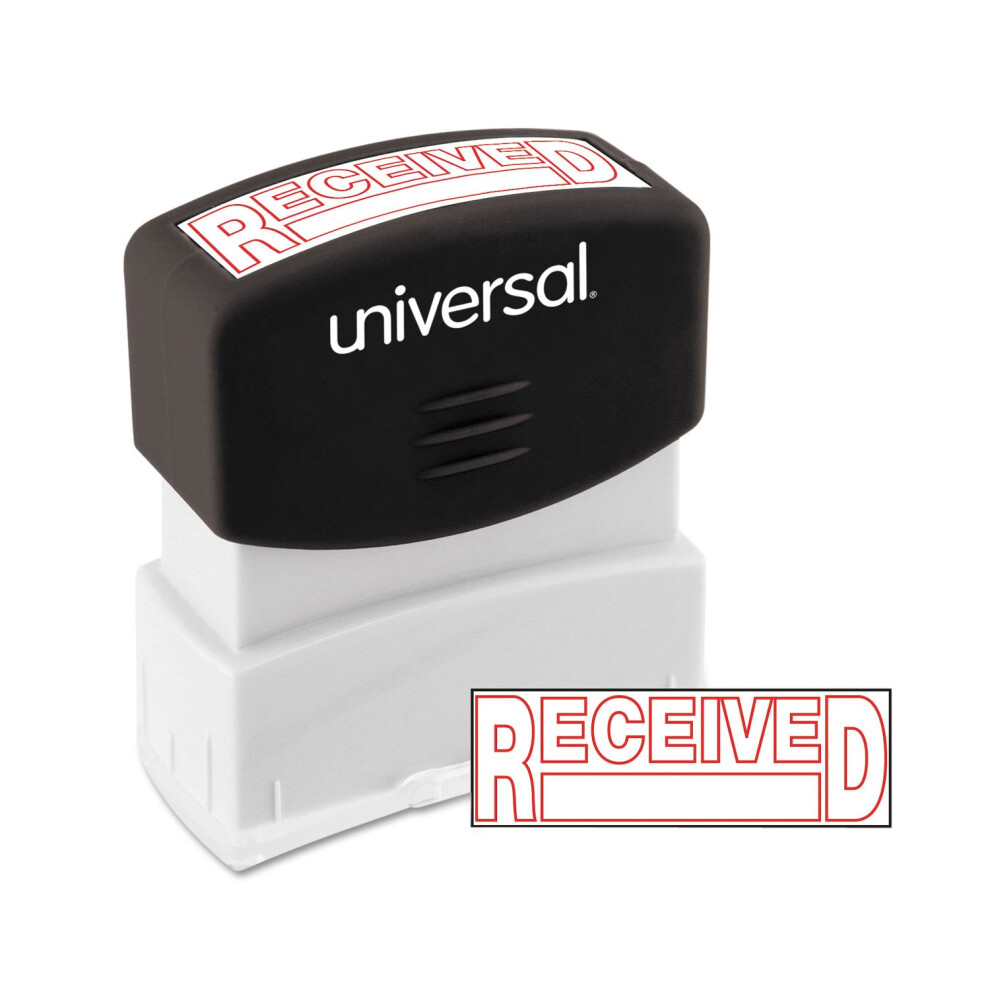 Universal UNV10067 Pre-Inked Received Message Stamp - Red Ink