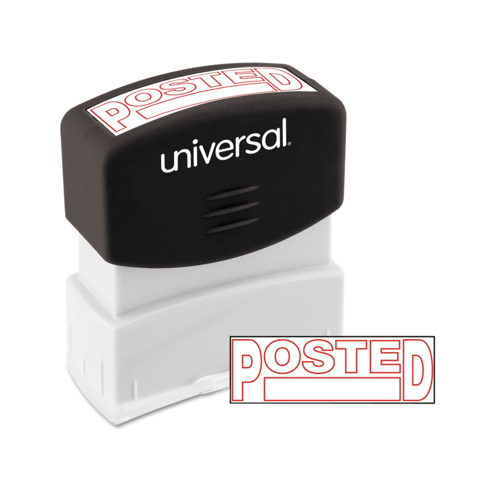 Universal UNV10065 POSTED Pre-Inked One-Color Message Stamp - Red