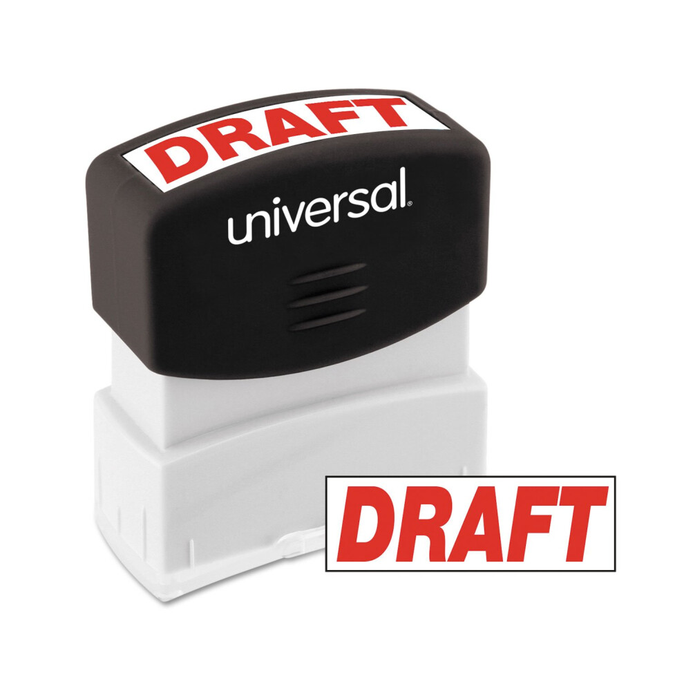 Universal UNV10049 Pre-Inked Draft Message Stamp - Red Ink