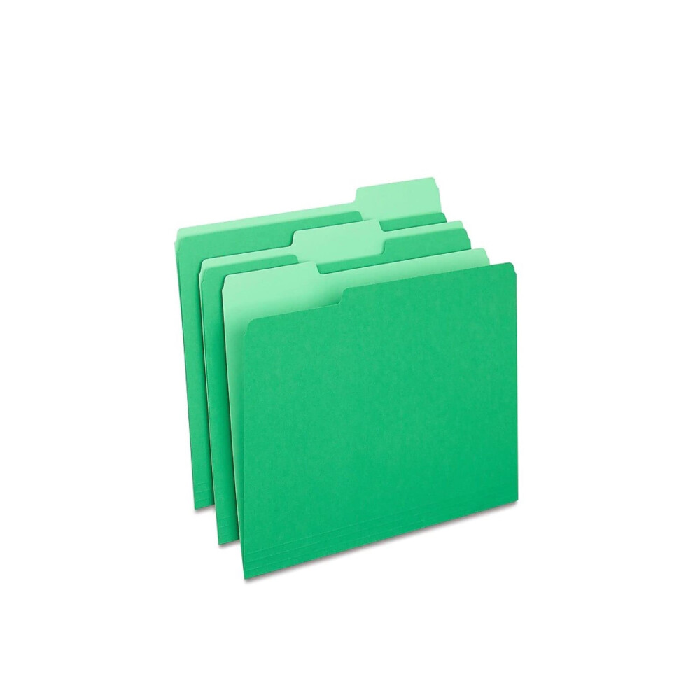 Staples 224543 Colored Top-Tab File Folders 3 Tab Green Letter Size 100/Pack