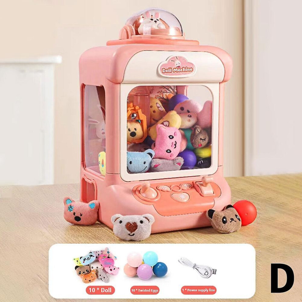 Automatic Catching Doll Machine Toy For Kids Mini Cartoon Play Game Claw Crane Machines With Light Music Children Toy Gifts E7x8