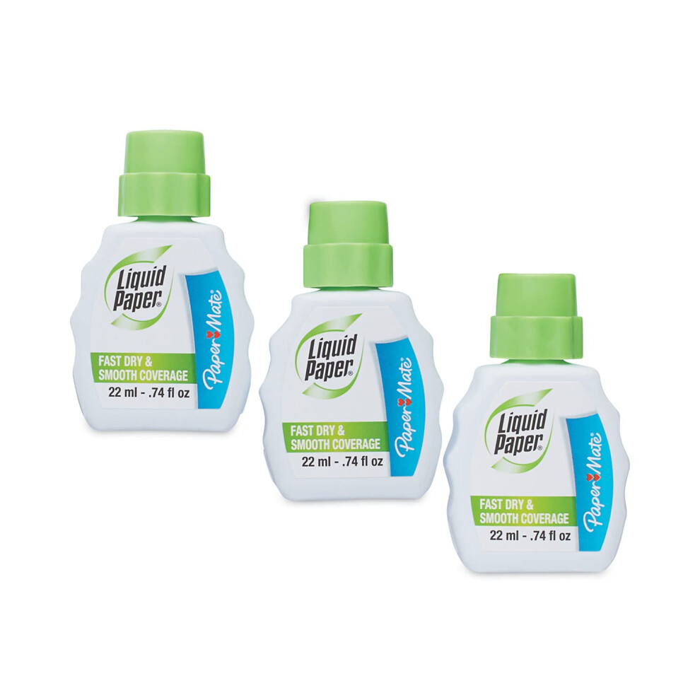 Fast Dry Correction Fluid  22 ml Bottle  White  3/Pack