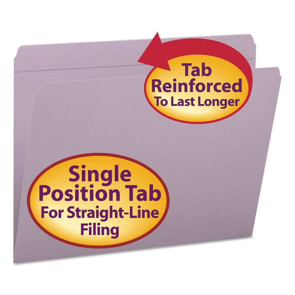Photos - File Folder / Lever Arch File Smead 12410 File Folders Straight Cut Reinforced Top Tab Letter Lavender 100/Box