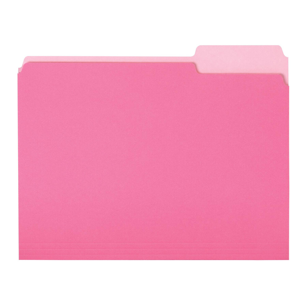 Amazon Basics File Folders  Letter Size  1/3 Cut Tab  Pink  36-Pack