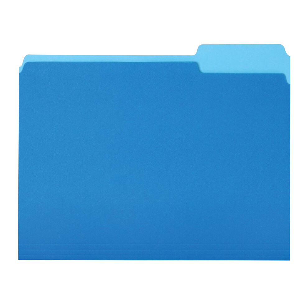 Amazon Basics File Folders  Letter Size  1/3 Cut Tab  Blue  36-Pack