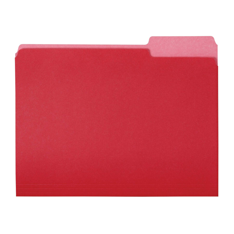 Amazon Basics File Folders  Letter Size  1/3 Cut Tab  Red  36-Pack