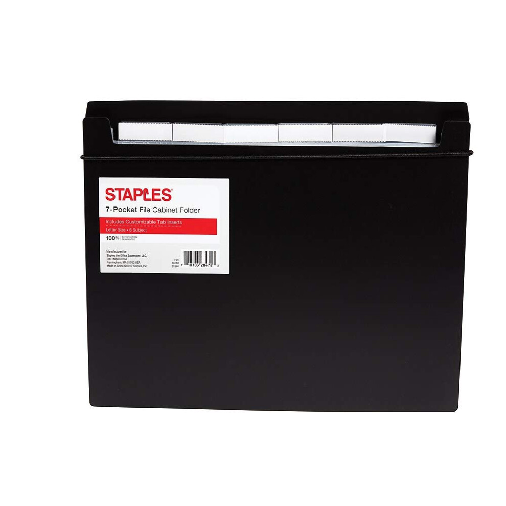 Staples 2757017 7-Pocket File Cabinet Portable File Letter Size Black (51847)