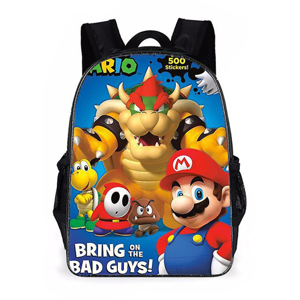 (D) Kids Boys Girl Super Mario Backpack School Bag Casual Bookbag Travel Rucksack Gifts