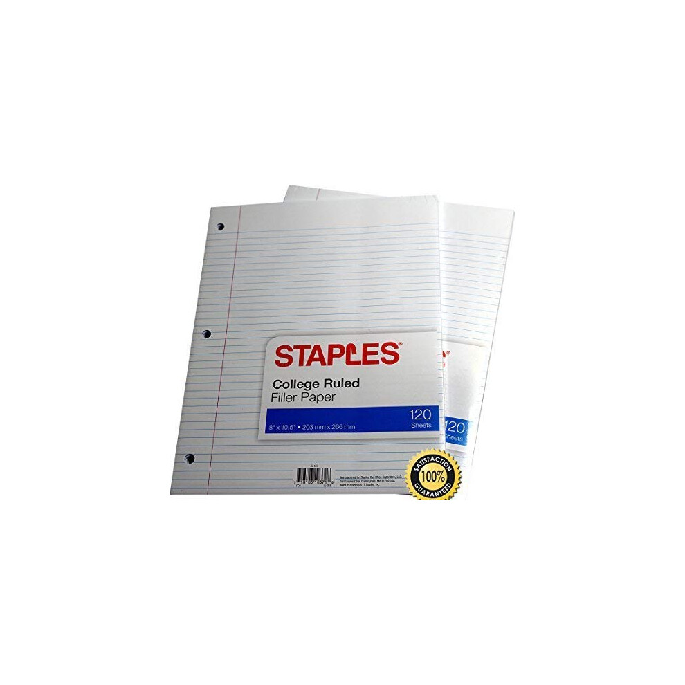 Staples College Ruled Notebook Filler Paper  Loose Leaf (2-Pack)