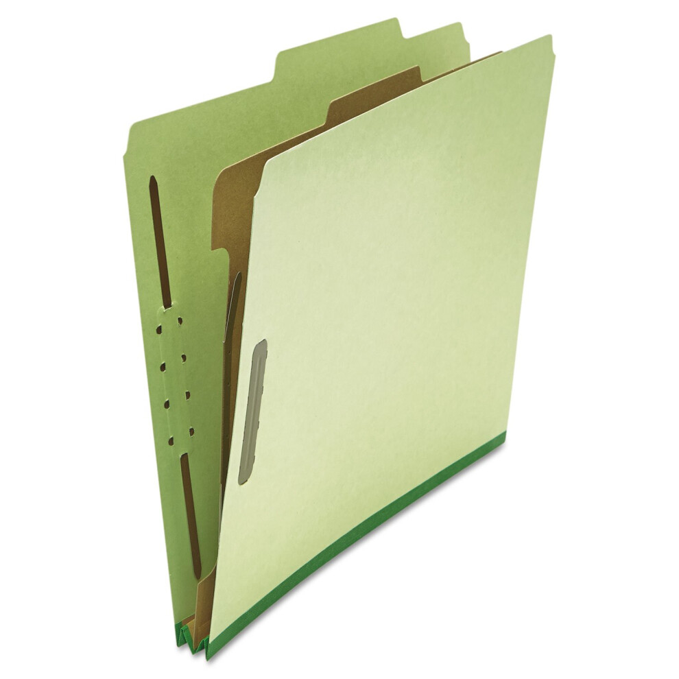 Universal 10251 Pressboard Classification Folder  Letter  Four-Section  Green  10/Box