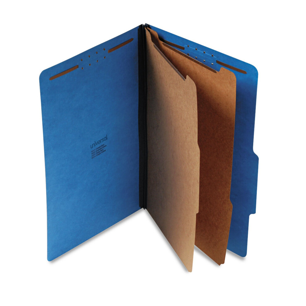 Universal 10311 PB Top Tab Folders  6-Section  Legal Size  Cobalt Blue  10/Box