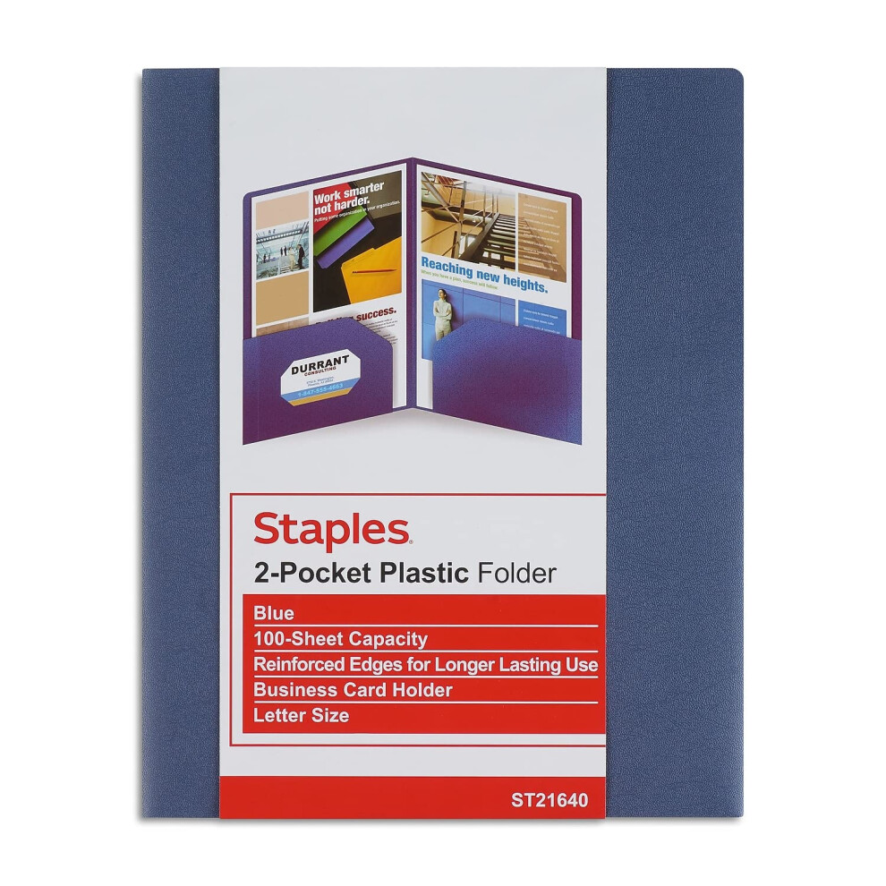 Staples 431488 Poly 2-Pocket Folders Dark Blue