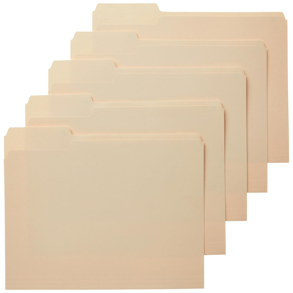 Amazon Basics 1/3-Cut Tab  Assorted Positions File Folders  Letter Size  Manila - Pack of 100