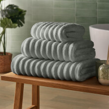 (Hand Towel, Grey ) Silentnight Ribbed Cotton Towel 100% Cotton BCI