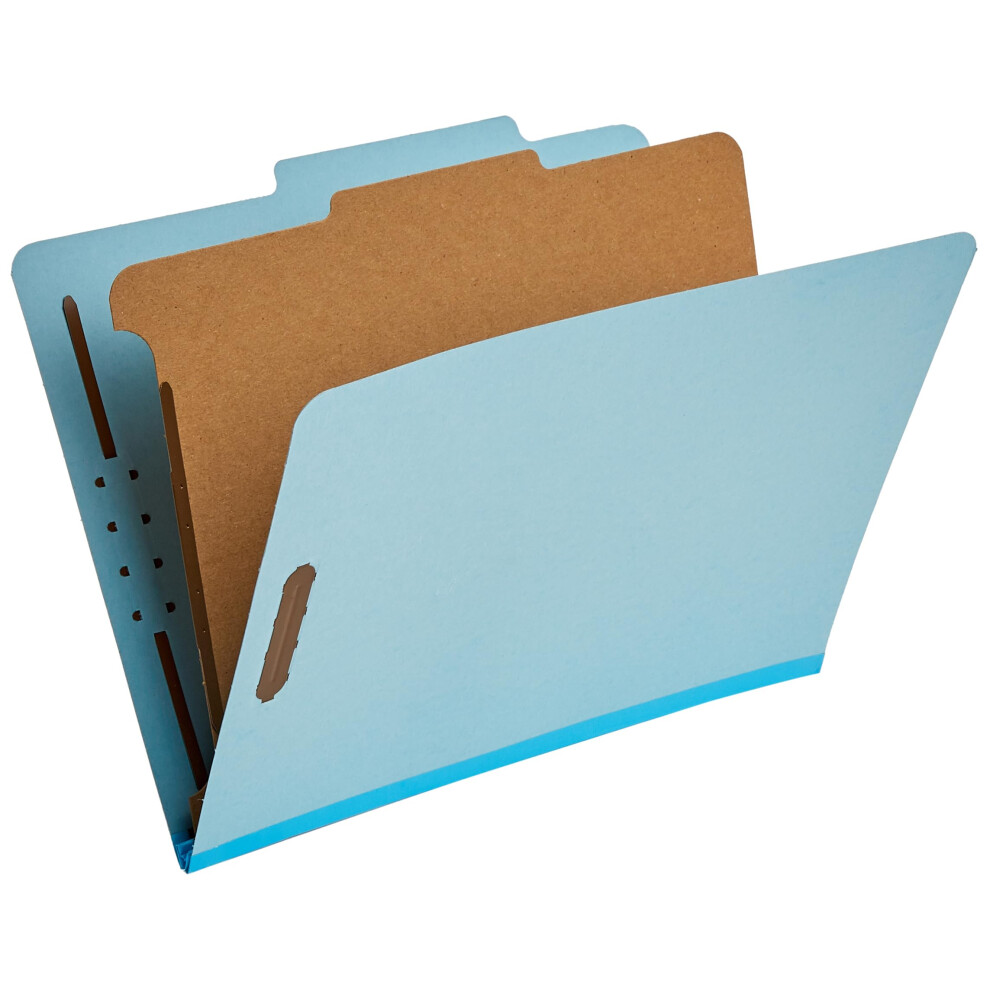 Amazon Basics Classification Folder- 100% Recycled  1 Divider  2"" Embedded  10 Count per Box  12.20 x 10.61 Inch (Letter)  Light Blue