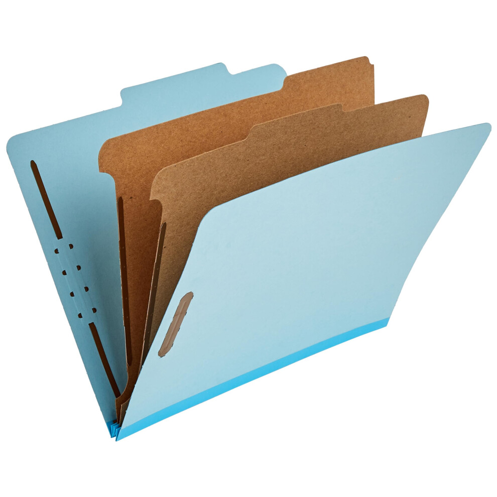 Amazon Basics Classification Folder  100% Recycled  2 Dividers  2"" Embedded  12.17 x 10.39 Inch (Letter)  Light Blue  10 Count per Box