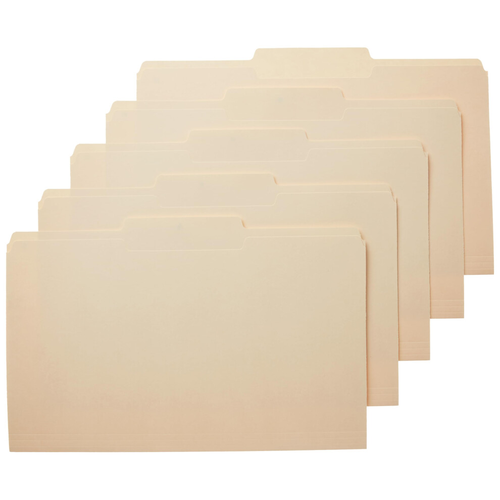 Amazon Basics File Folders  1/3 Tabs in Assorted Positions  8.5 x 14 Inch  Legal Size  Manila - Pack of 100