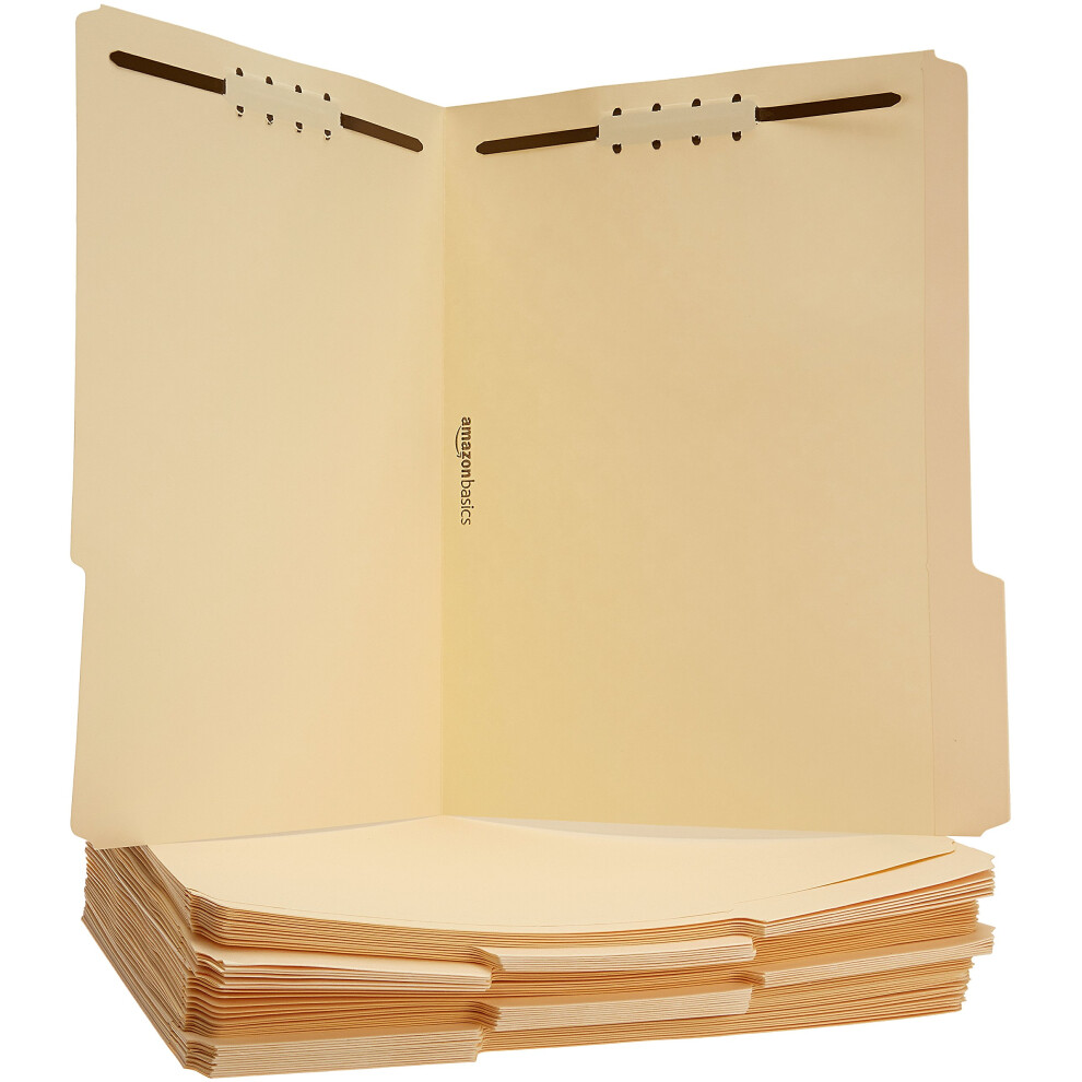 Amazon Basics Manila File Folders with Fasteners  Letter Size  50-Pack  Beige