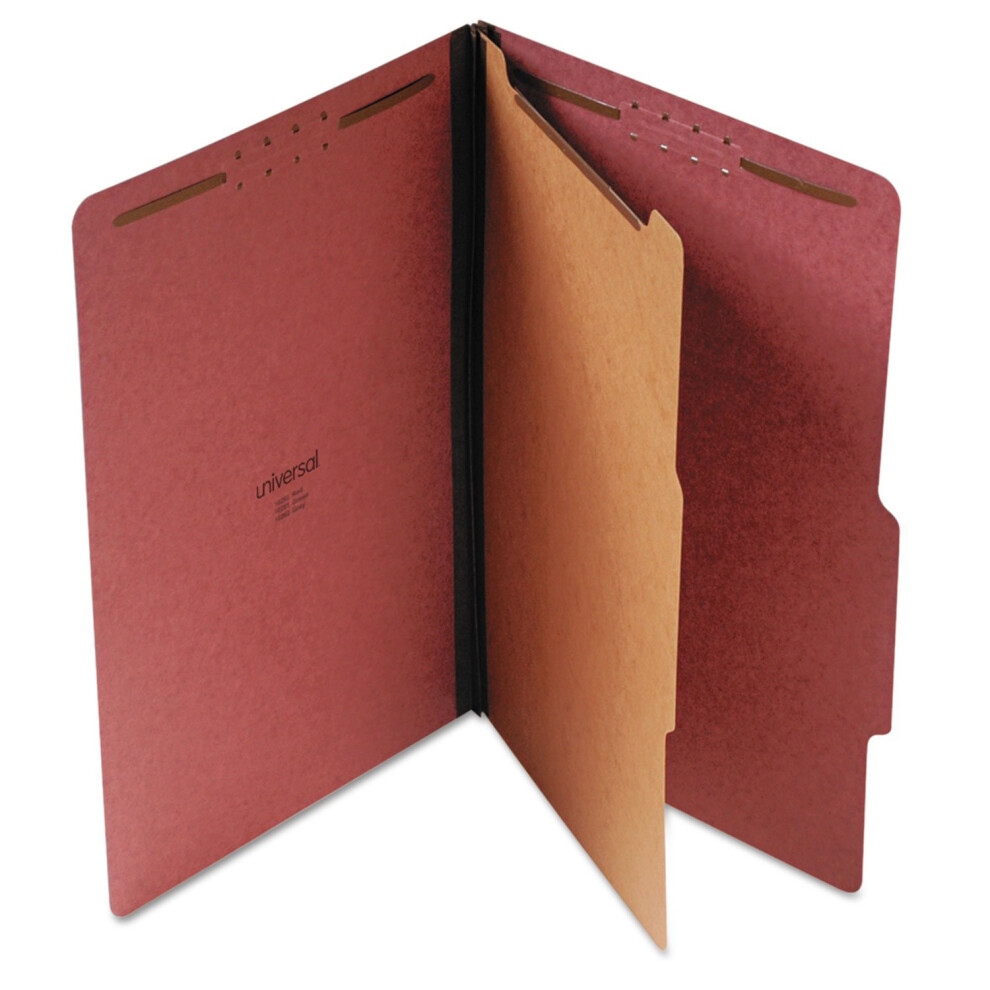 Universal UNV10260 4-Section Pressboard Classification Folder - Legal  Red (10/Box)