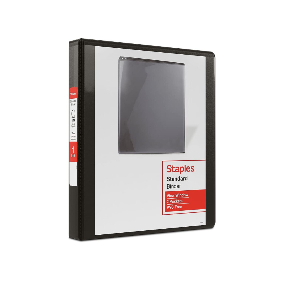 Staples 82613 Standard 1-Inch 3-Ring View Binder Black (26431-Cc)