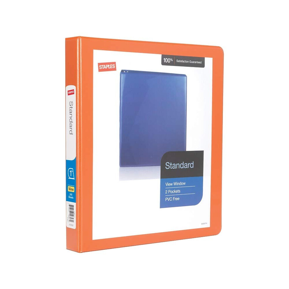 Staples 82654 Standard 1-Inch 3-Ring View Binder Orange (26436-Cc)