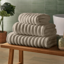 (Bath Towel, Natural) Silentnight Ribbed Cotton Towel 100% Cotton BCI