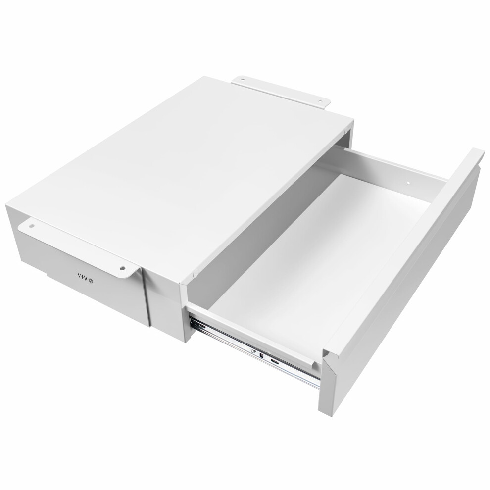 VIVO 18 inch Under Desk Mounted Sliding Pull-Out Drawer  Office Accessories Storage Organizer for Sit Stand Desk Workstation  White  DESK-AC