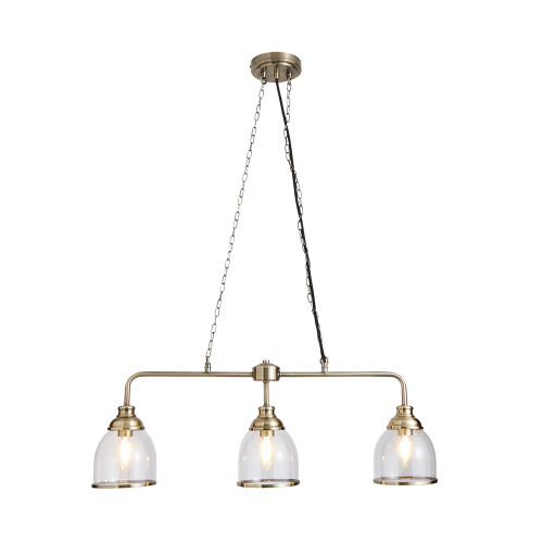 Litecraft Ingrid 3-Light Ceiling Pendant Bar - Antique Brass (60621344) | Adjustable Drop