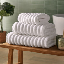 (Bath Towel, White) Silentnight Ribbed Cotton Towel 100% Cotton BCI