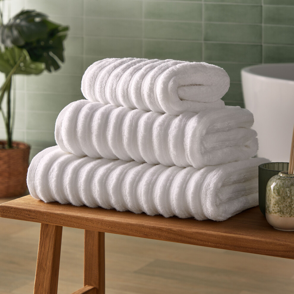 Silentnight White Ribbed Cotton Towel Range - Image 4