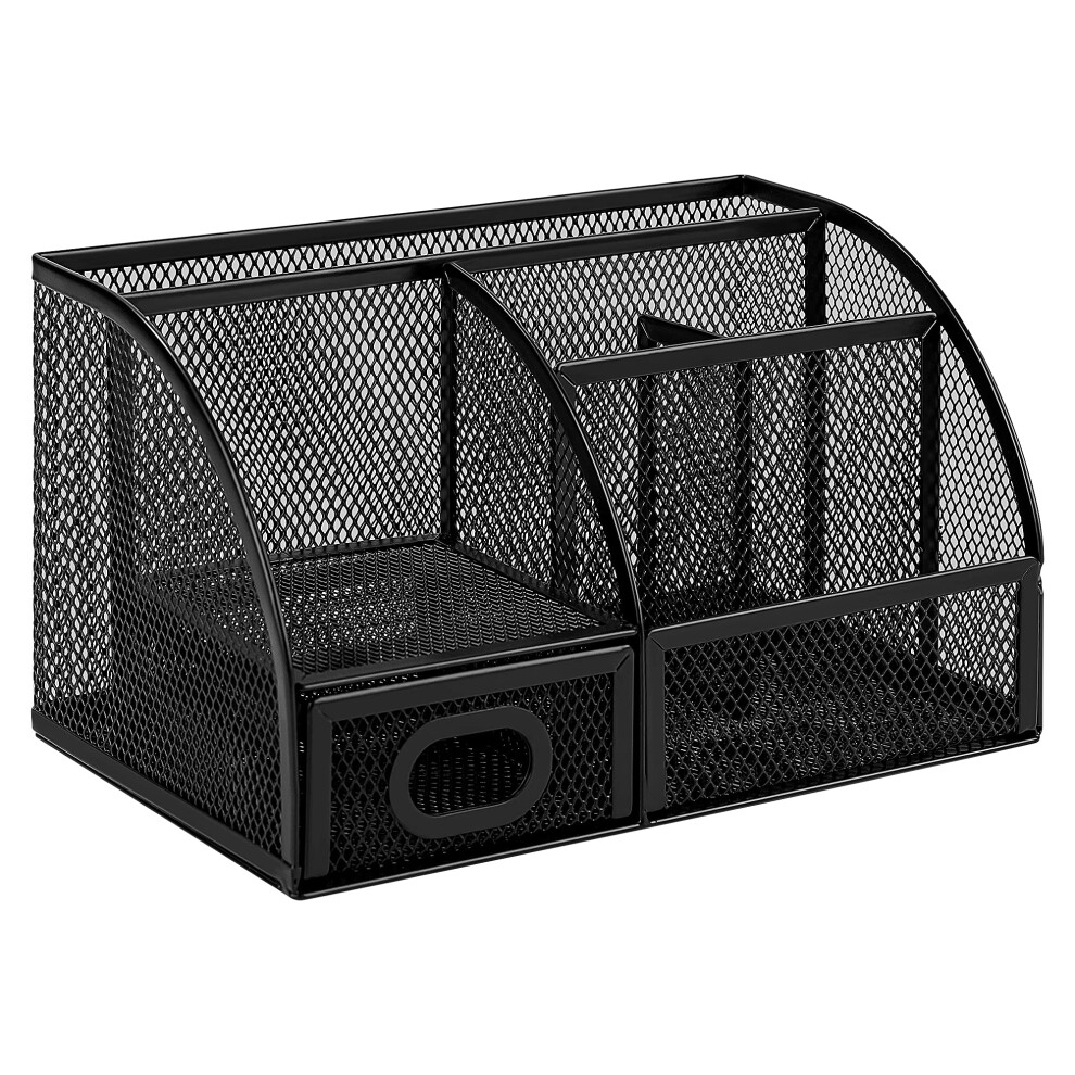 Amazon Basics Mesh Pen Holder and Organizer  Black  9.1"" x 5.9"" x 5.5''